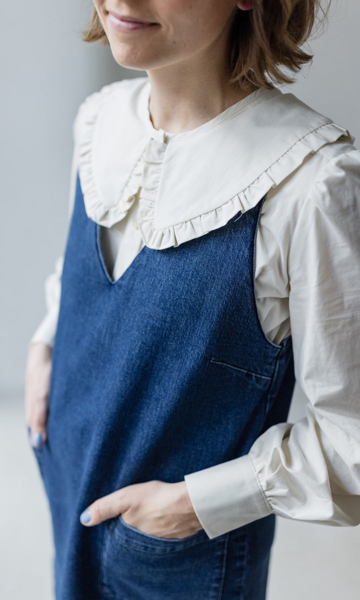 Kurzes Jeanskleid Audrey in Denim Blau aus Bio Baumwolle