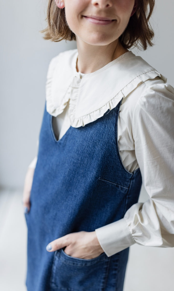 Kurzes Jeanskleid Audrey in Denim Blau aus Bio Baumwolle