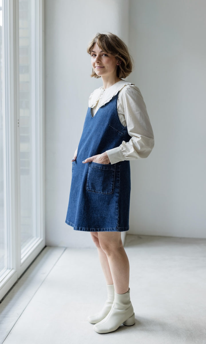 Kurzes Jeanskleid Audrey in Denim Blau aus Bio Baumwolle