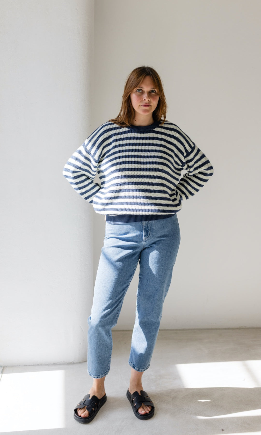 Gestreifter Strickpullover aus Baumwolle