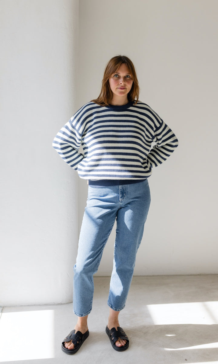 Gestreifter Strickpullover aus Baumwolle