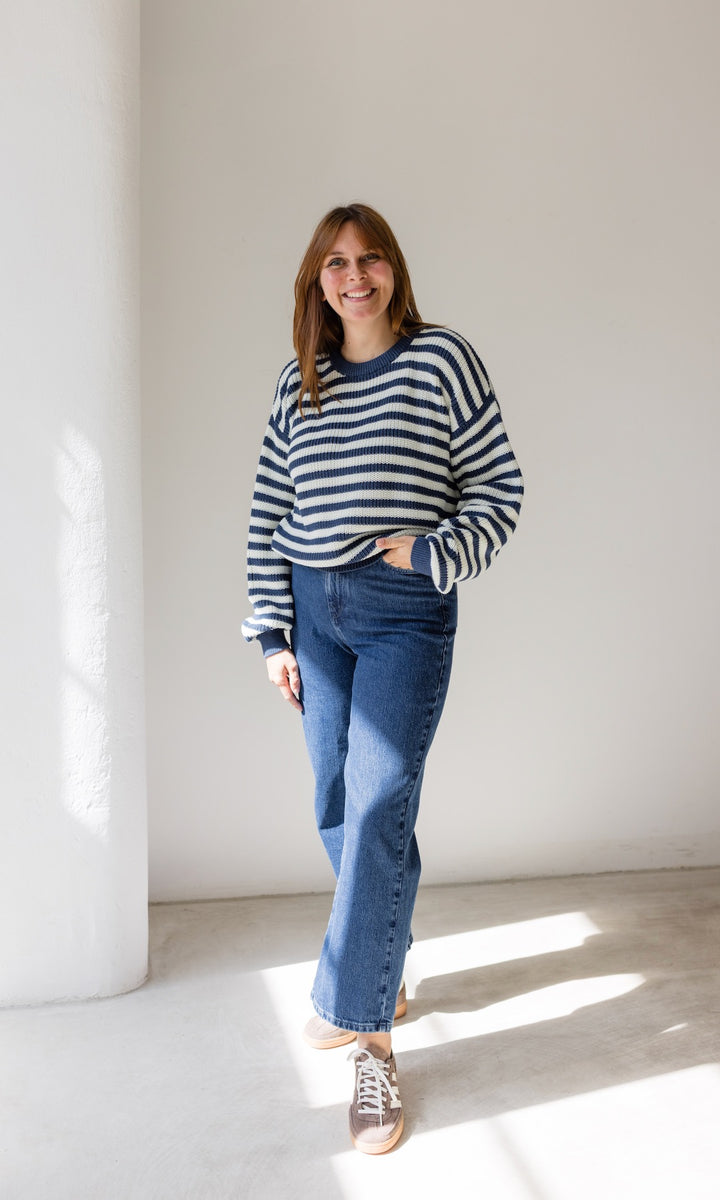 Gestreifter Strickpullover aus Baumwolle