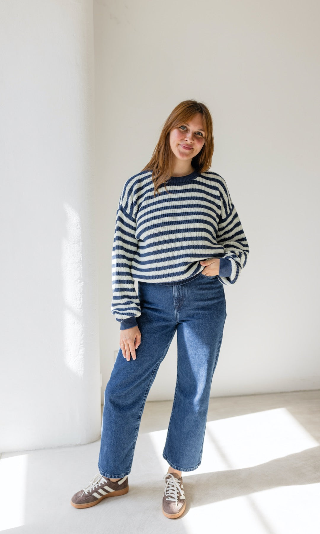 Gestreifter Strickpullover aus Baumwolle