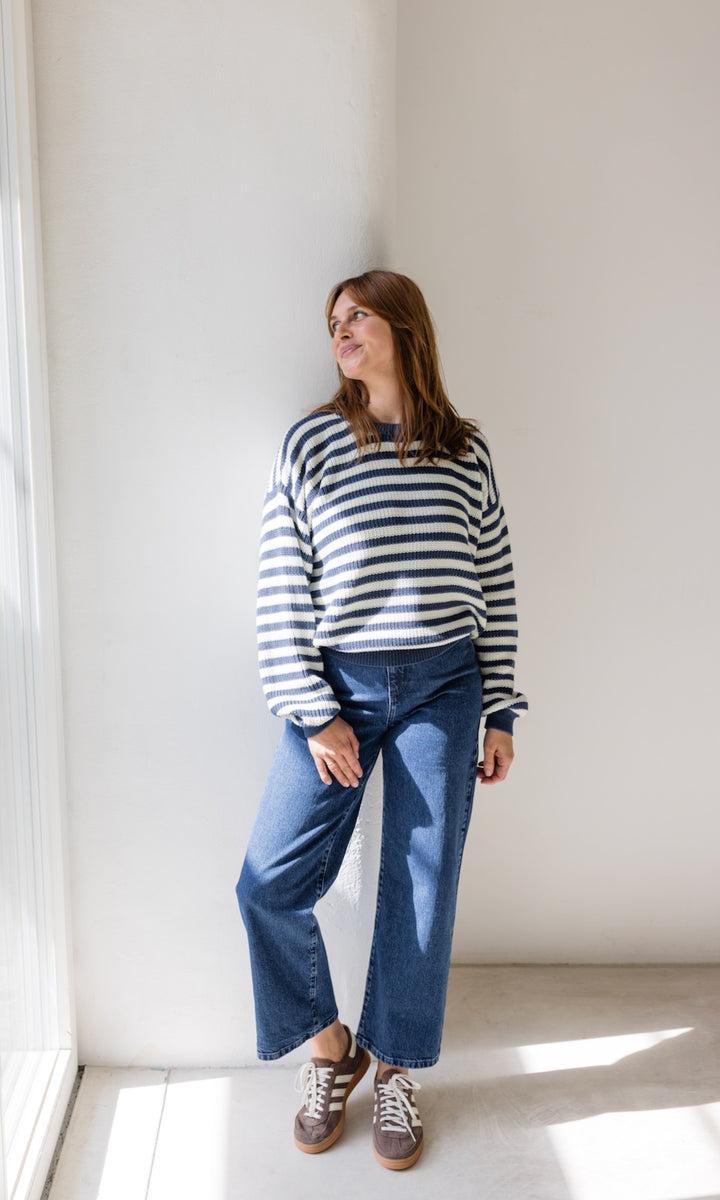 Gestreifter Strickpullover aus Baumwolle