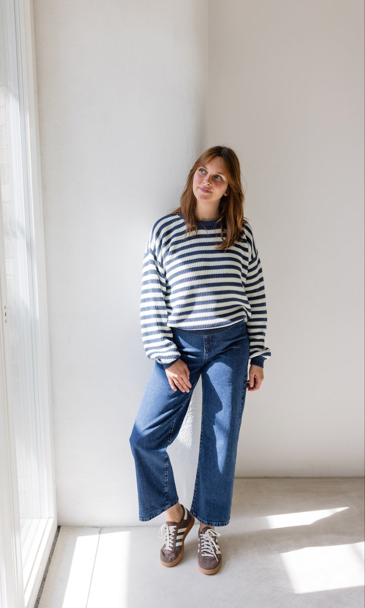 Gestreifter Strickpullover aus Baumwolle