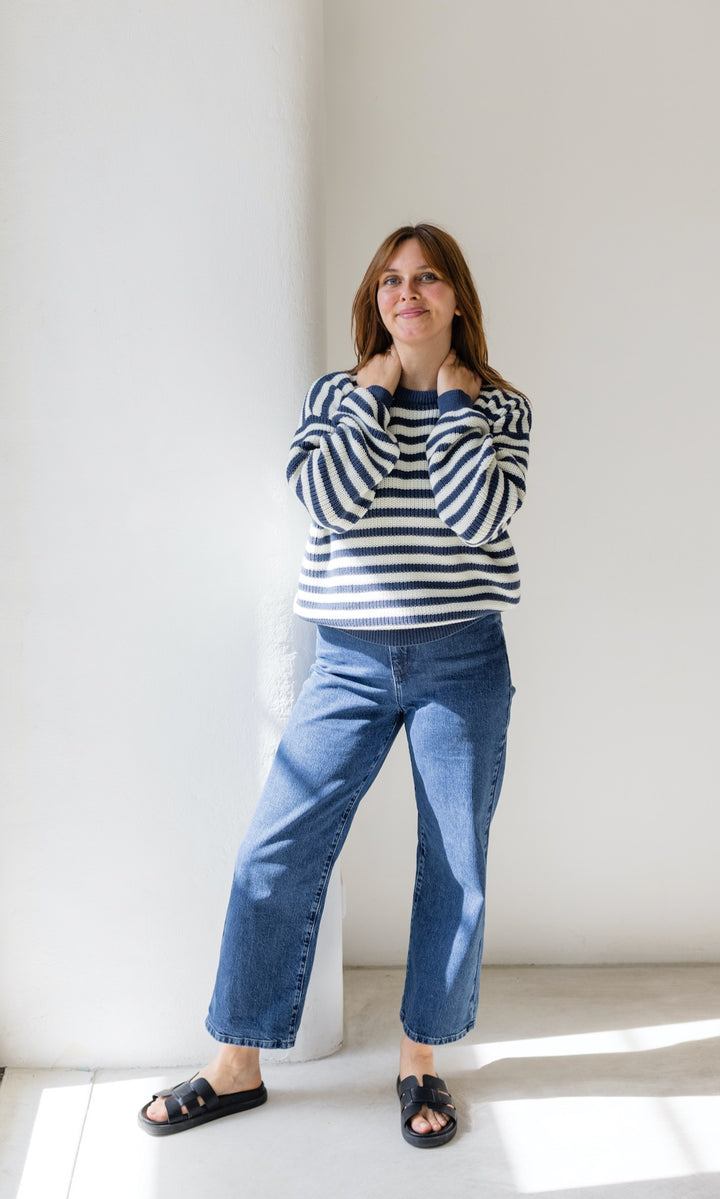 Gestreifter Strickpullover aus Baumwolle