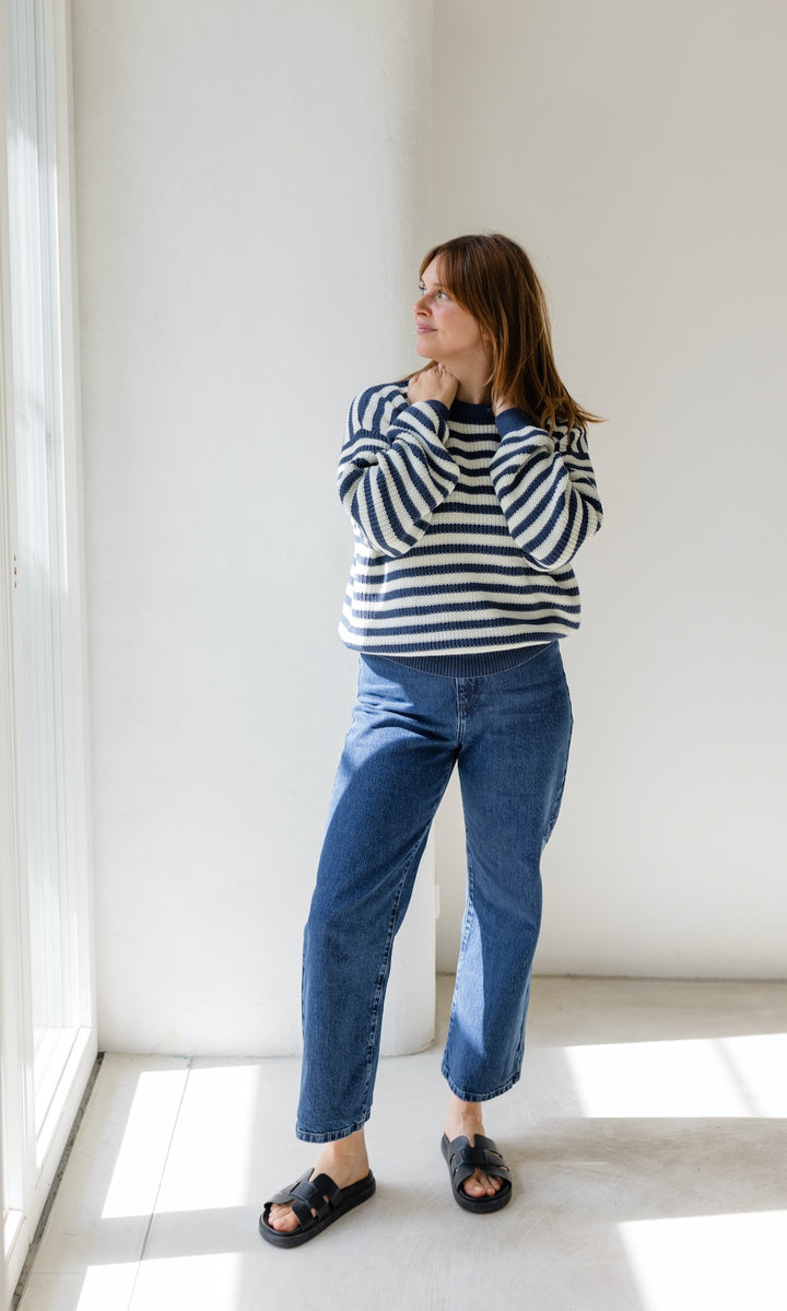 Gestreifter Strickpullover aus Baumwolle
