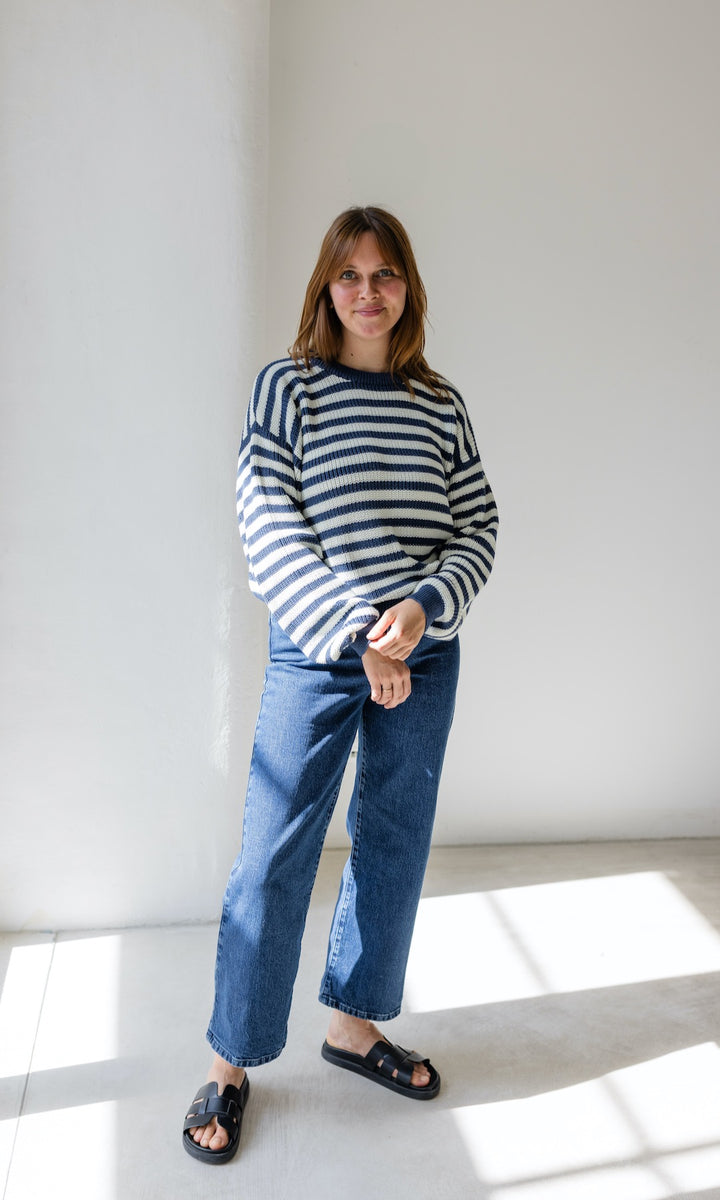Gestreifter Strickpullover aus Baumwolle