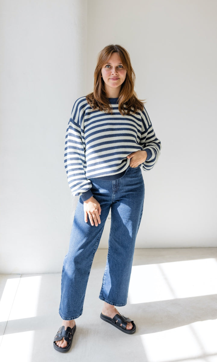 Gestreifter Strickpullover aus Baumwolle