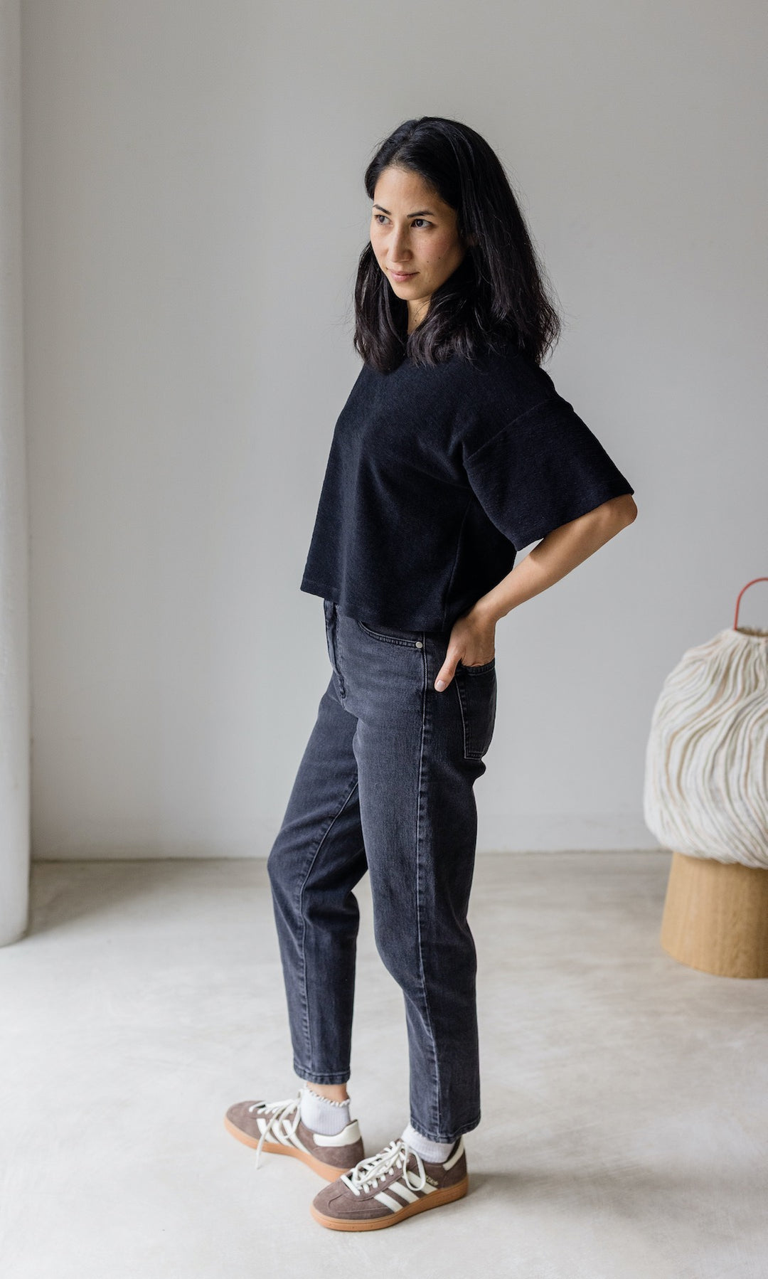 Frottee Cropped T-Shirt - abricot coco