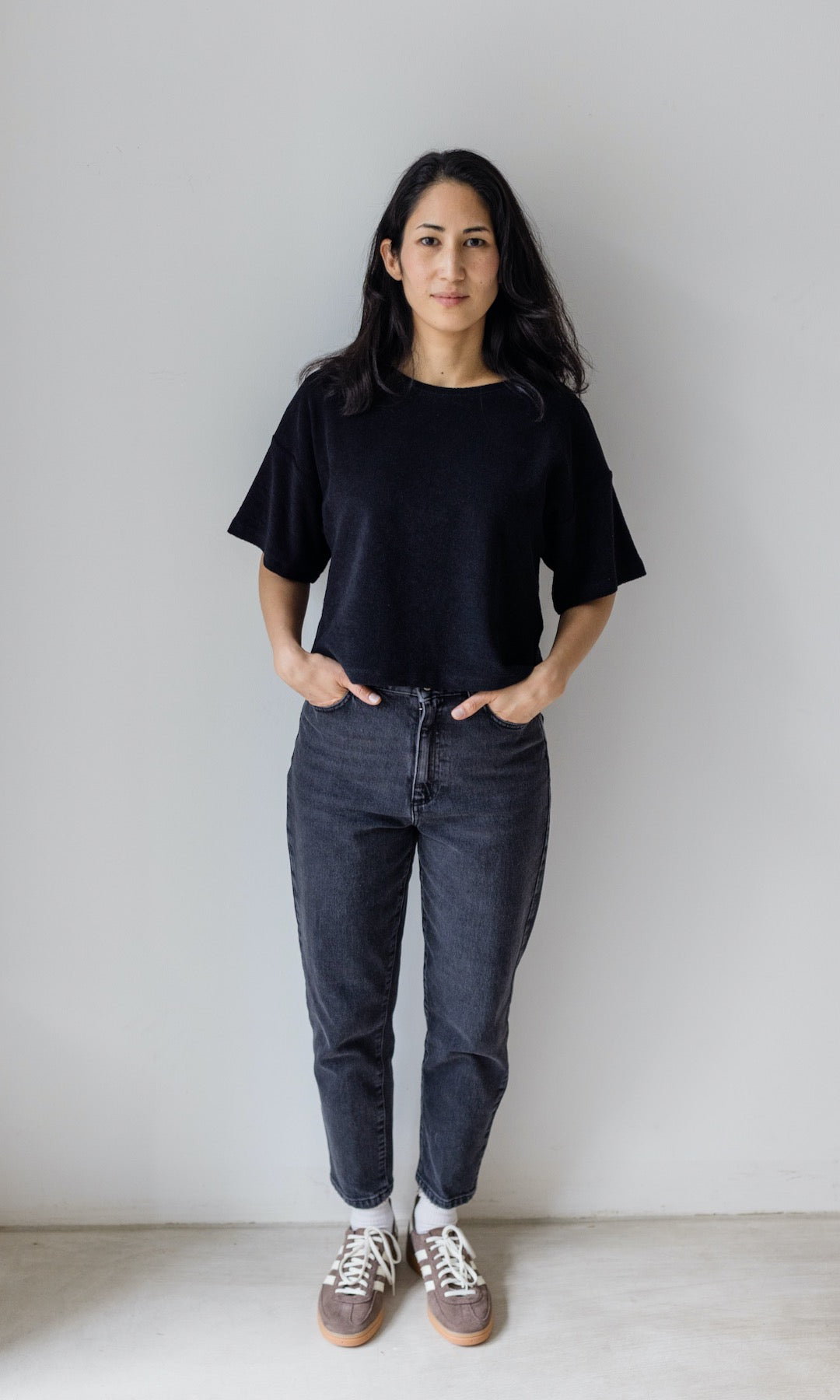 Frottee Cropped T-Shirt - abricot coco