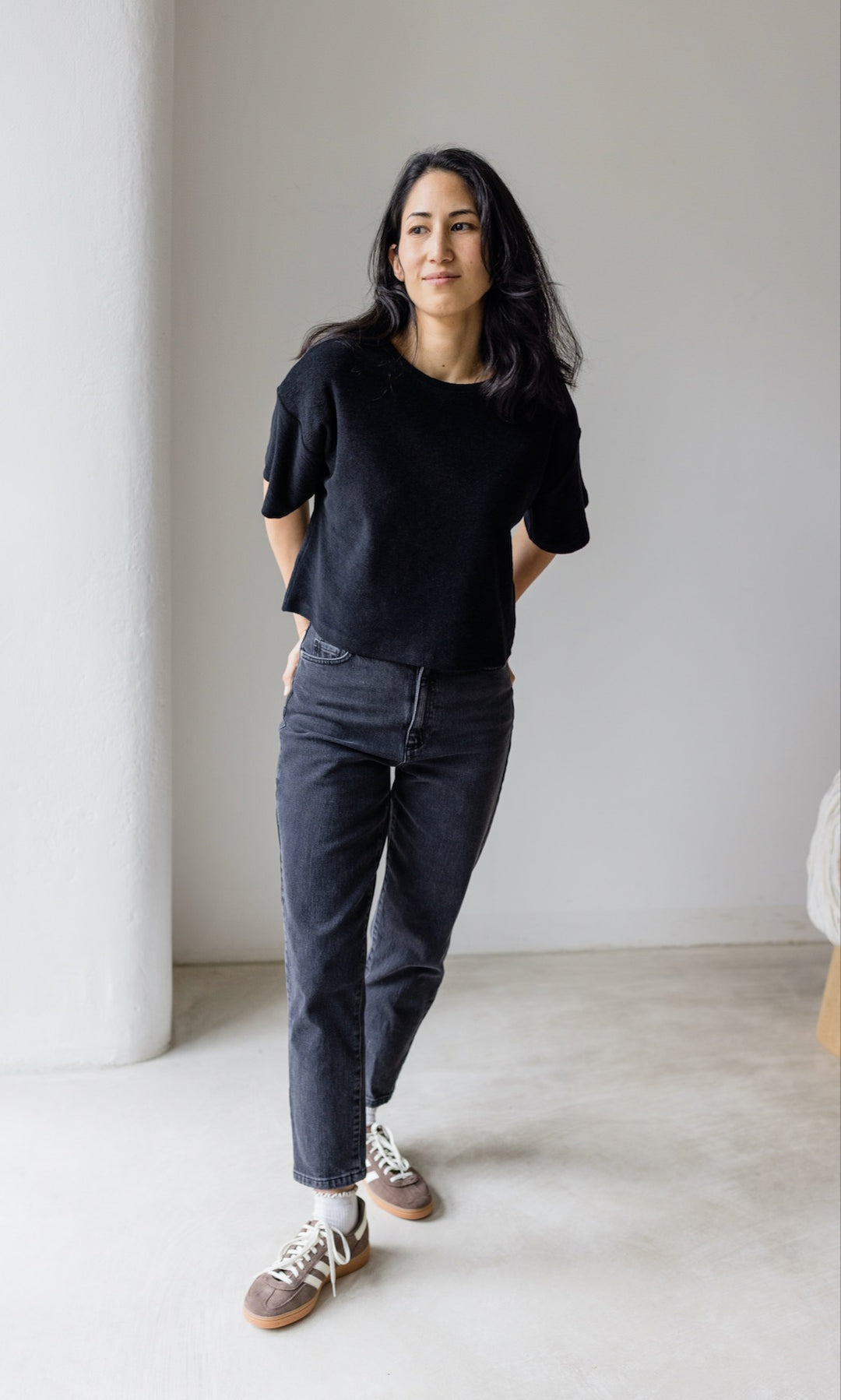 Frottee Cropped T-Shirt - abricot coco