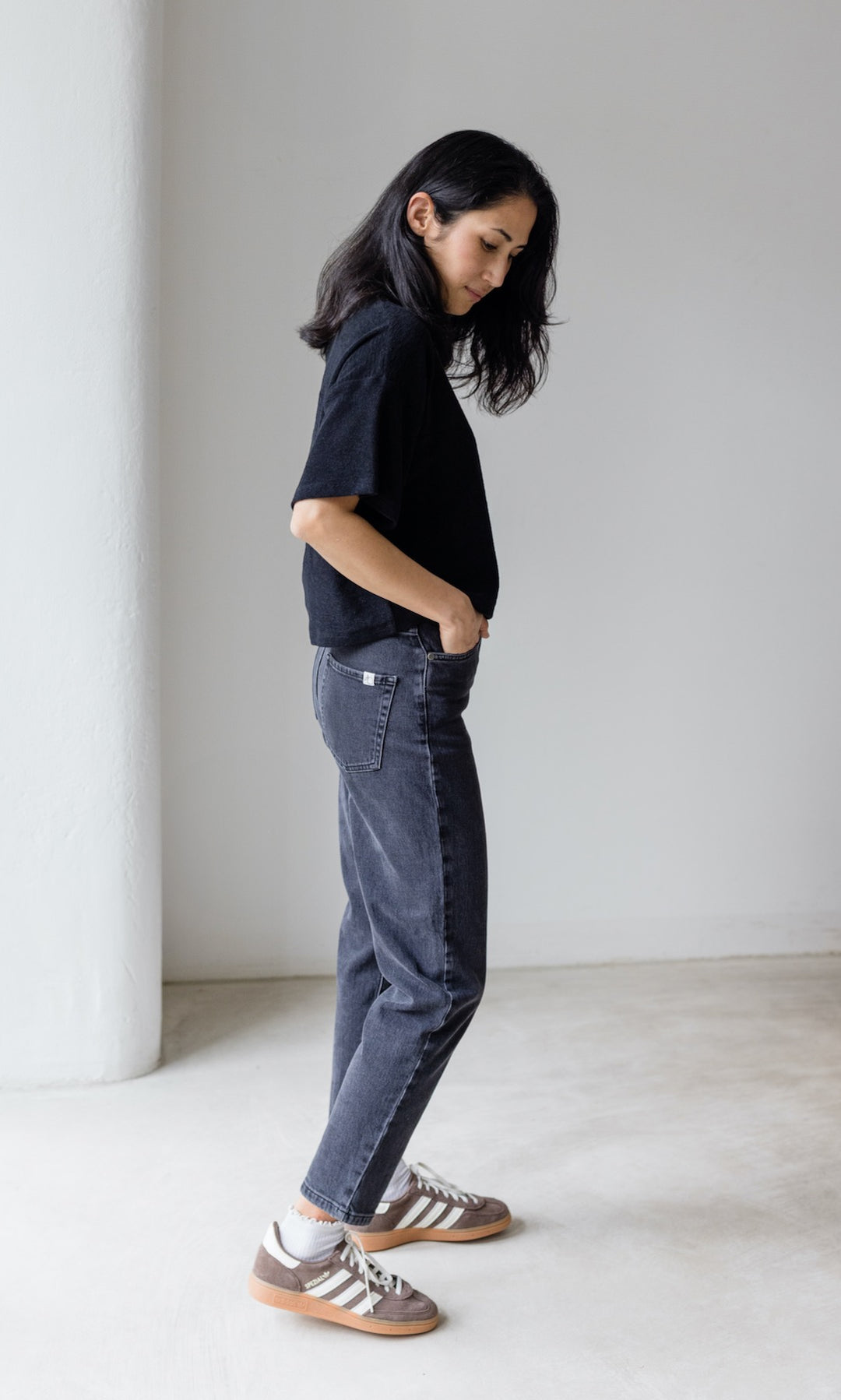 Frottee Cropped T-Shirt - abricot coco