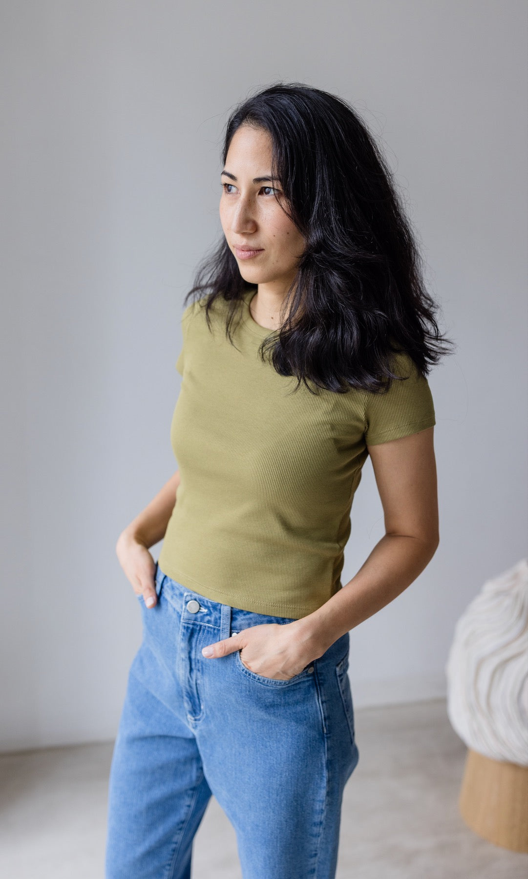 Cropped Rib Top - abricot coco