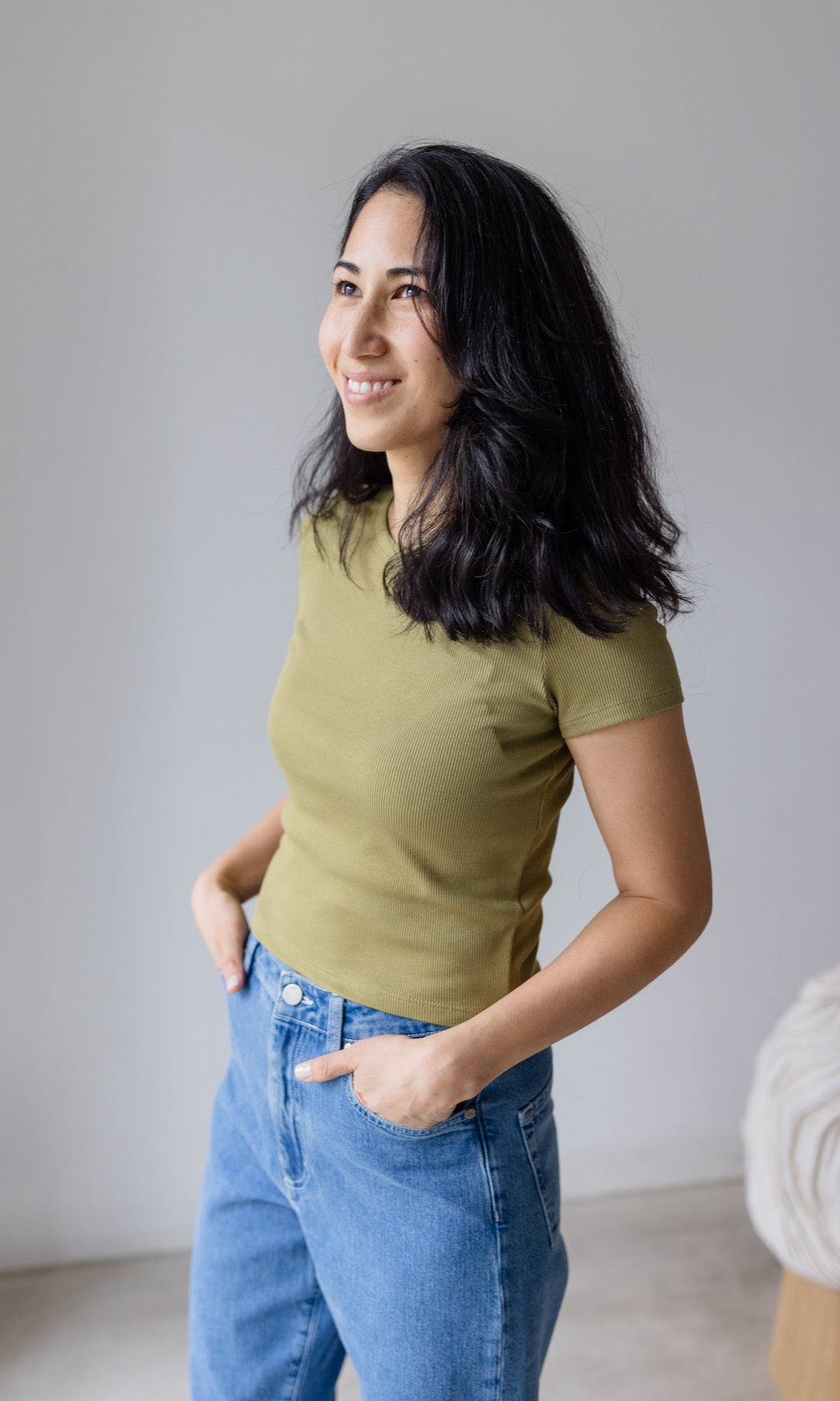Cropped Rib Top - abricot coco