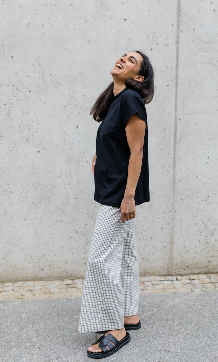 Umstandshose Ivy Karo Weiß - abricot coco