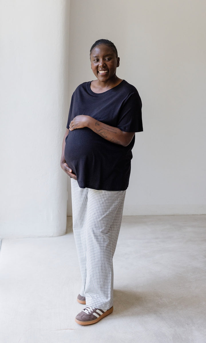 Umstandshose Ivy Karo Weiß - abricot coco