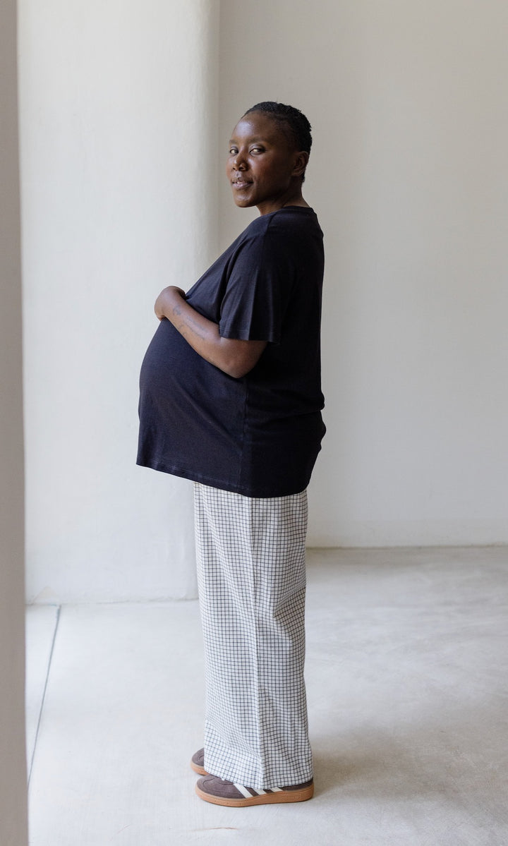 Umstandshose Ivy Karo Weiß - abricot coco