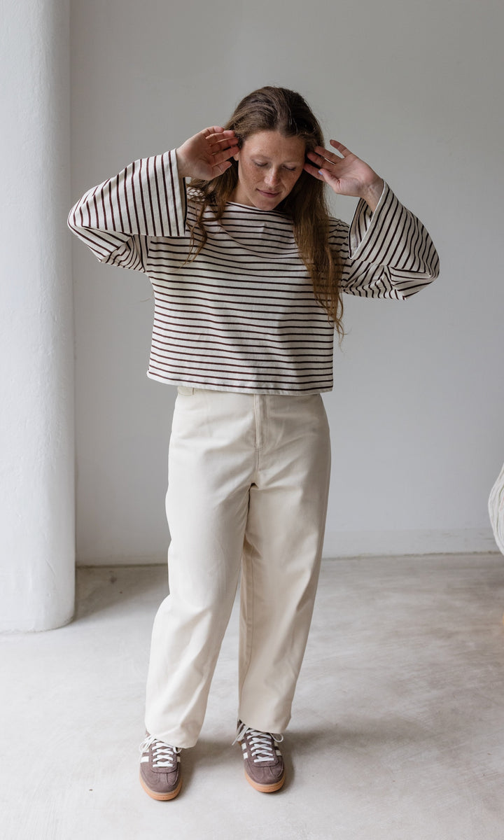 Braun gestreiftes Langarm Shirt