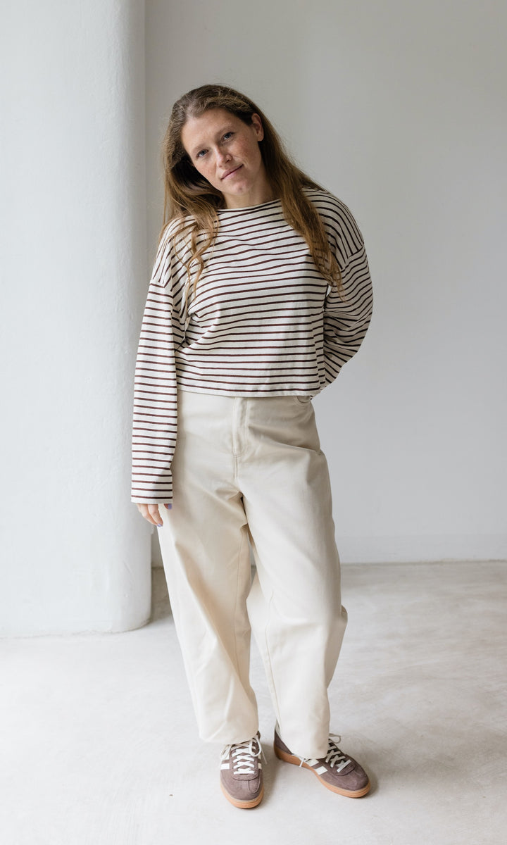 Braun gestreiftes Langarm Shirt