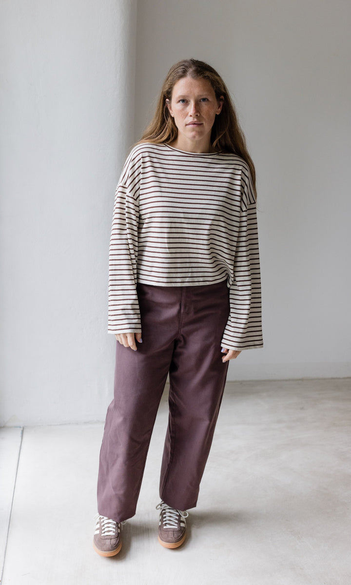 Braun gestreiftes Langarm Shirt