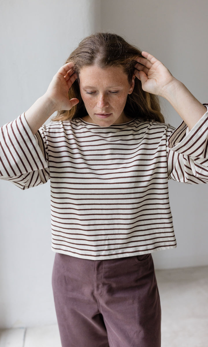 Braun gestreiftes Langarm Shirt