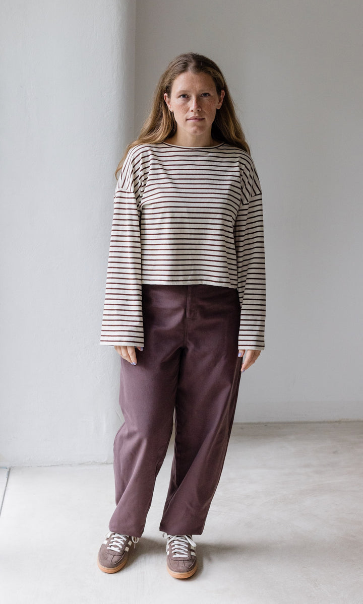 Braun gestreiftes Langarm Shirt