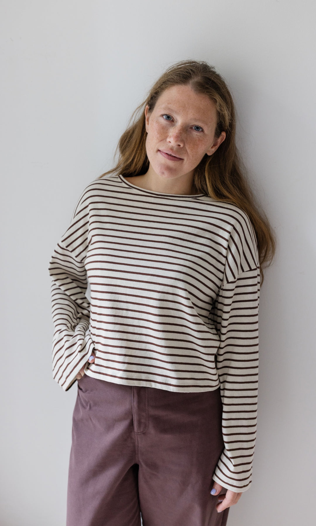 Braun gestreiftes Langarm Shirt