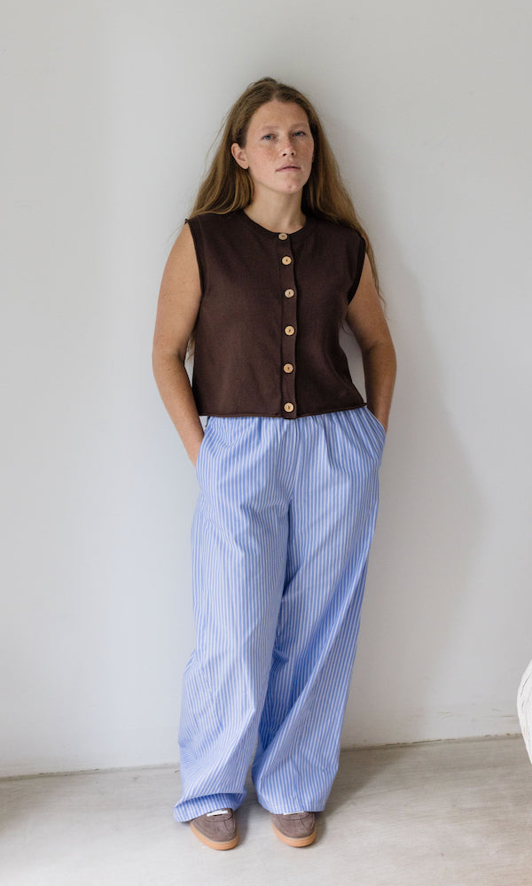 High Waist Stoffhose gestreift