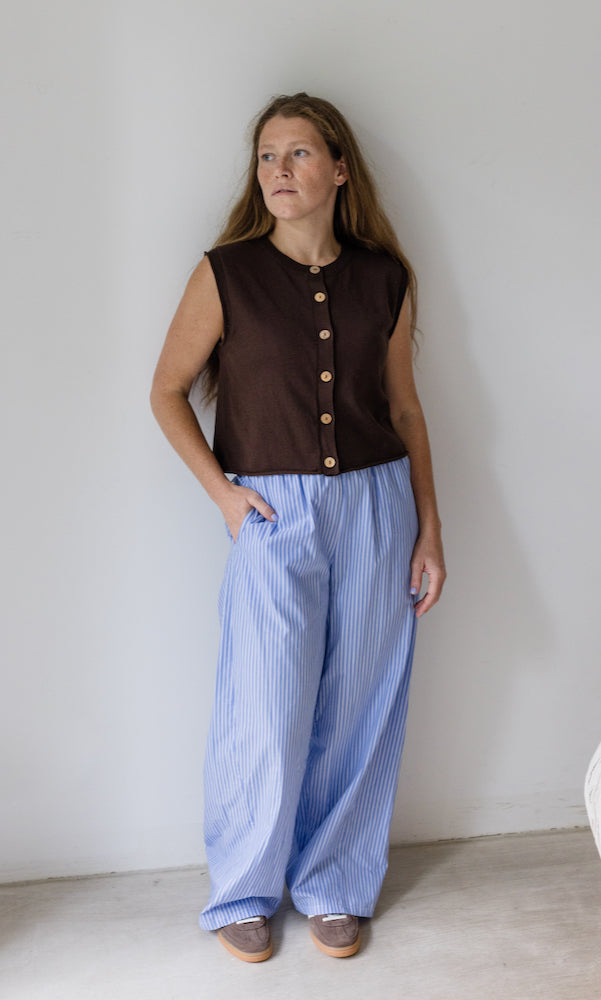 High Waist Stoffhose gestreift