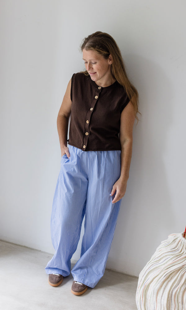 High Waist Stoffhose gestreift