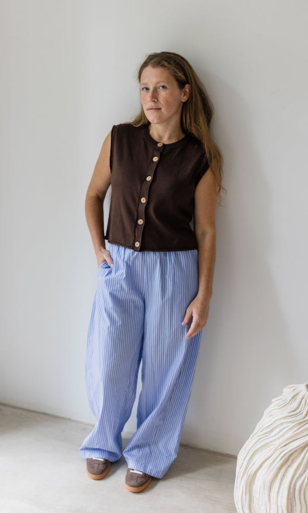 High Waist Stoffhose gestreift