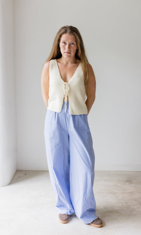 High Waist Stoffhose gestreift