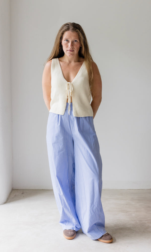 High Waist Stoffhose gestreift