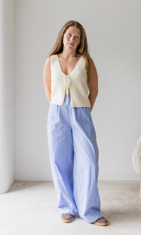 High Waist Stoffhose gestreift