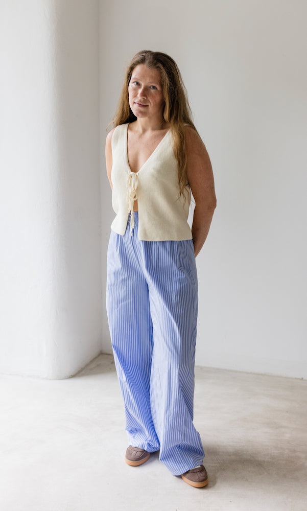 High Waist Stoffhose gestreift