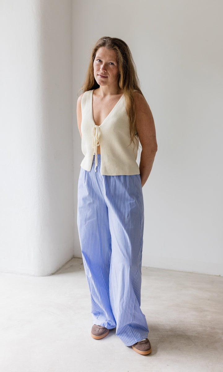 High Waist Stoffhose gestreift