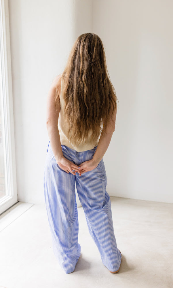 High Waist Stoffhose gestreift