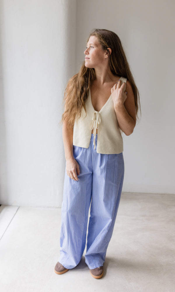 High Waist Stoffhose gestreift