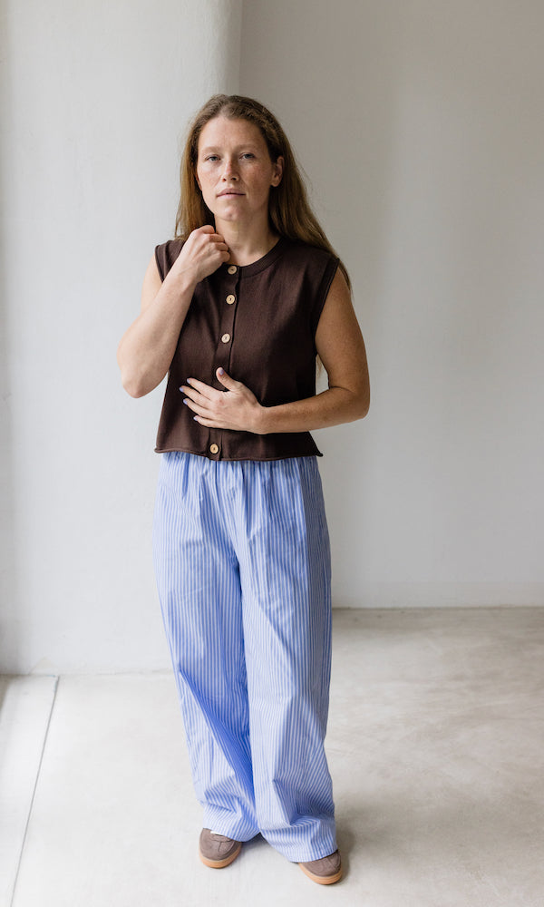 High Waist Stoffhose gestreift