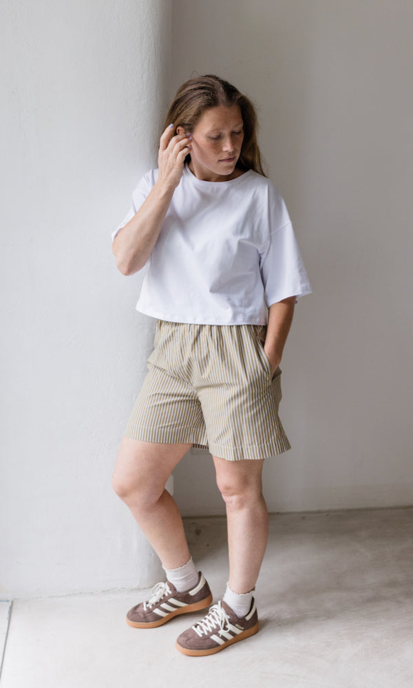 Sommer Shorts Olive Gestreift
