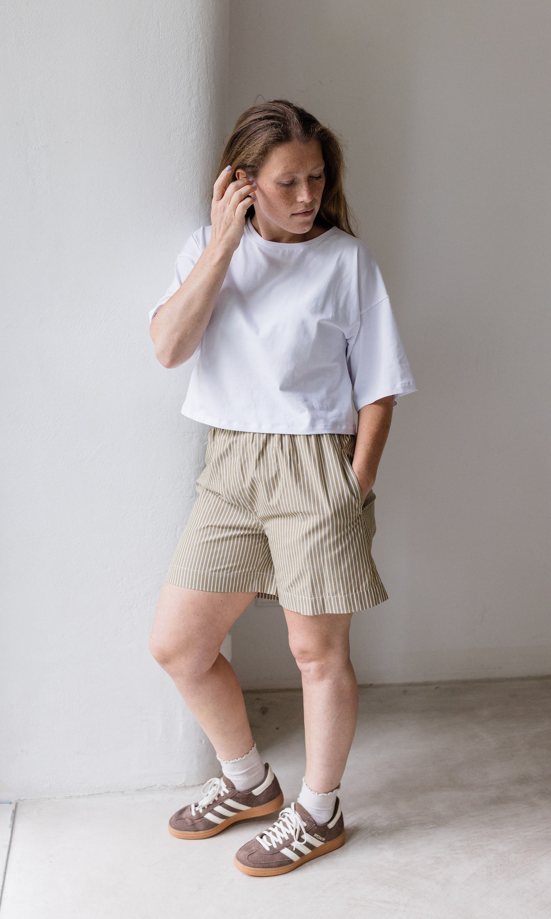 Sommer Shorts Olive Gestreift