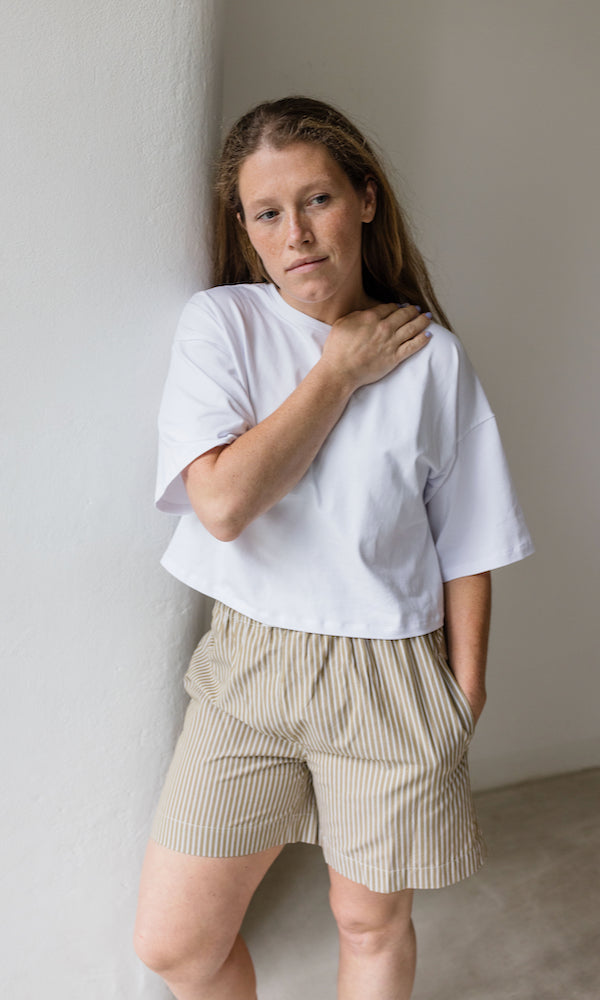 Sommer Shorts Olive Gestreift