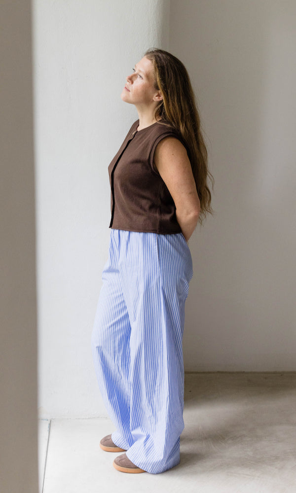 High Waist Stoffhose gestreift