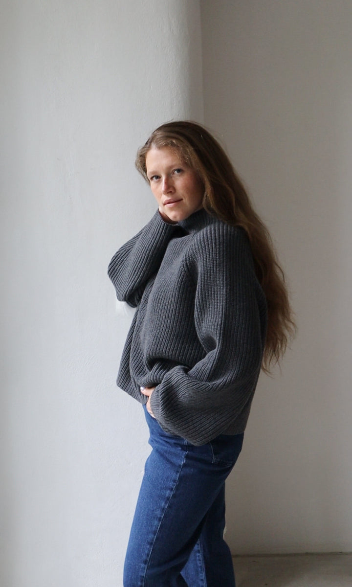 Oversized Jumper (Merinowolle-Kaschmir) in Grau
