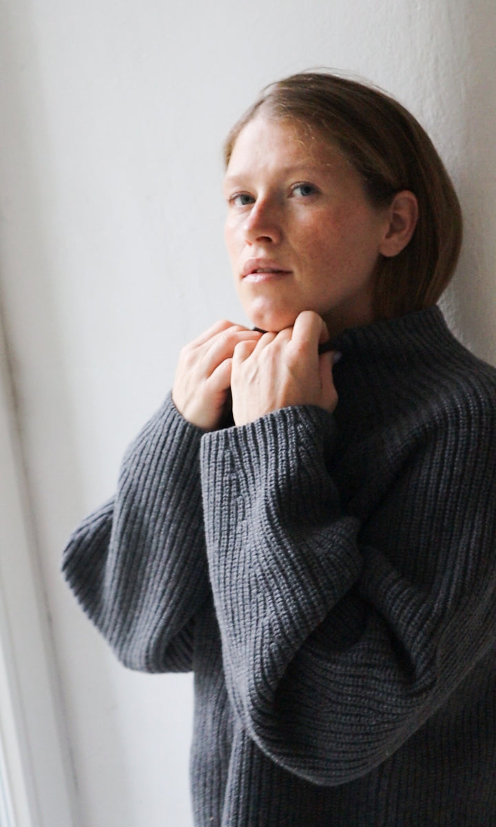 Oversized Jumper (Merinowolle-Kaschmir) in Grau