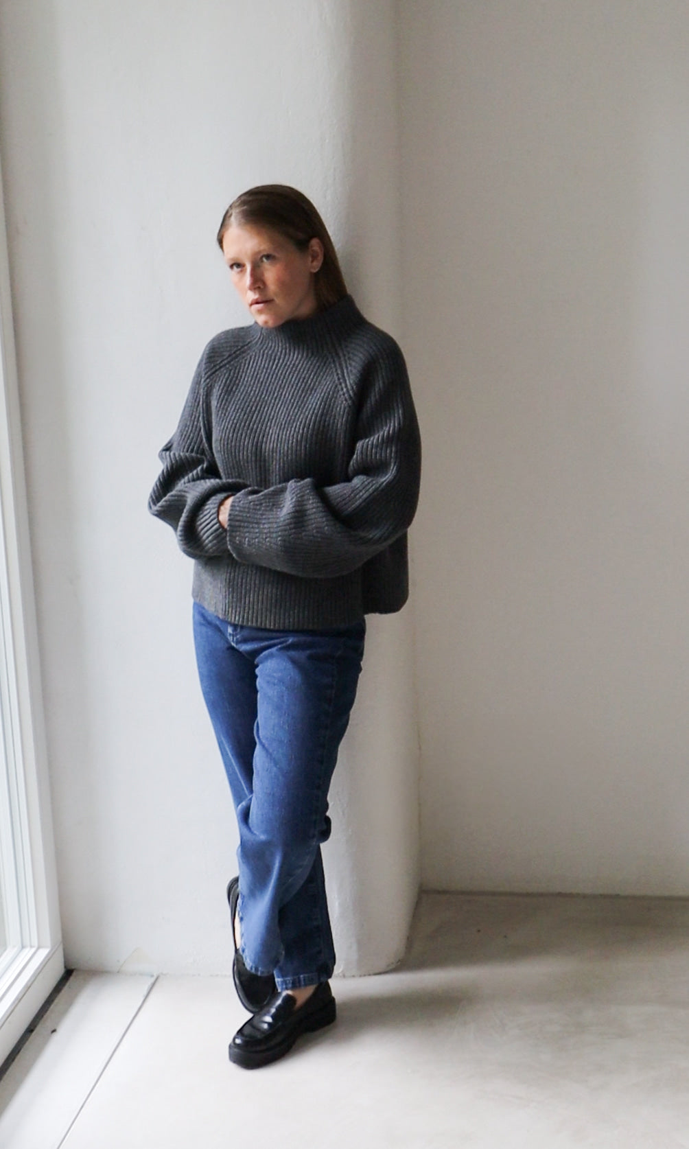Oversized Jumper (Merinowolle-Kaschmir) in Grau