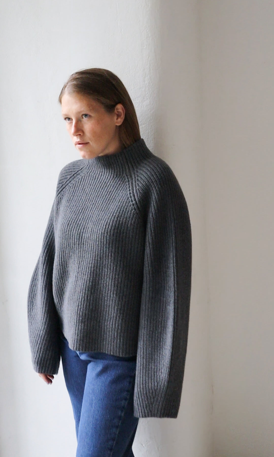 Oversized Jumper (Merinowolle-Kaschmir) in Grau