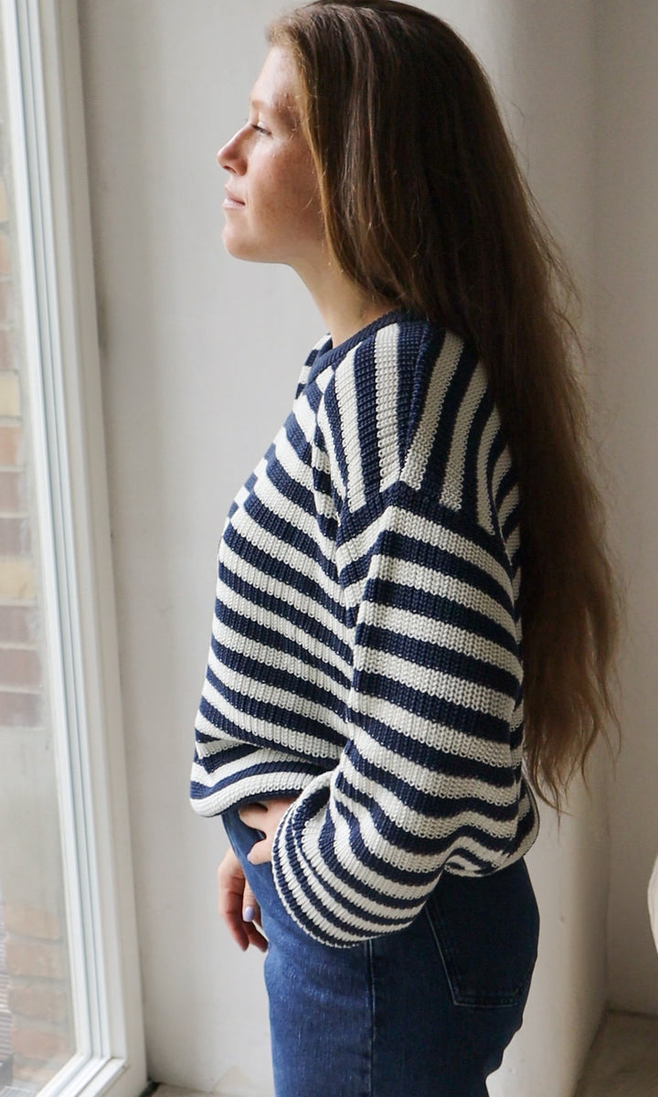 Gestreifter Strickpullover aus Bio Baumwolle