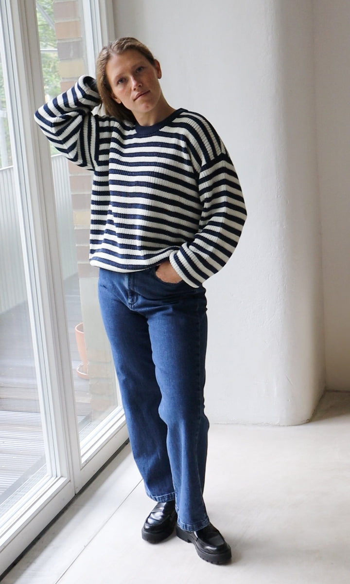 Gestreifter Strickpullover aus Bio Baumwolle
